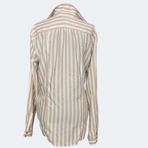 Anthropologie Maeve Mauve Ivory Surplice Wrap Draped Long Sleeve Blouse Shirt 4 - Picture 8 of 14